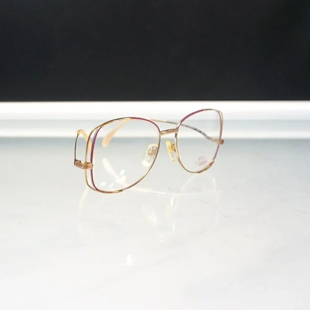Metzler Germany Signee Eyeglasses Frames Pink Gold Vintage 1970 Demo Lens 56-17